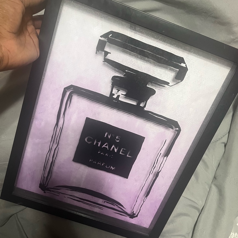 CHANEL No. 5 Perfume Art Print - Black and Purple